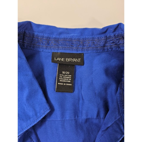 Lane Bryant plus size Career casual blue stretch button up 18/20 - Picture 2 of 5